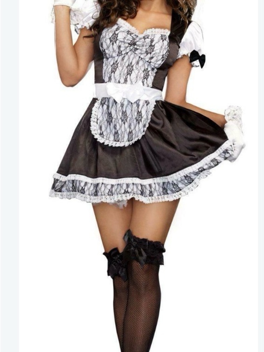Women's Black & White Lace Maid Costume Dress